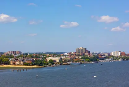 Aerial view of Old Town Alexandria in Northern Virginia